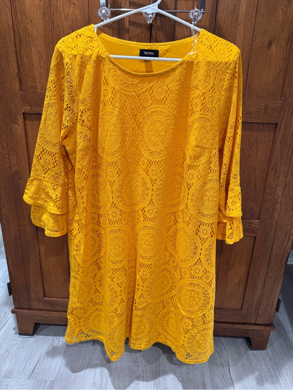 TACERA Women's Yellow Gold Lace Dress